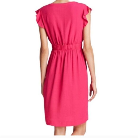 Kate Spade Fluid Crepe Frill Dress Bright Pink Size 0 - Picture 2 of 10